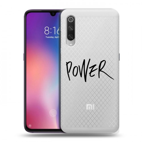 Полупрозрачный дизайнерский силиконовый с усиленными углами чехол для Xiaomi Mi9 Прозрачные надписи 1