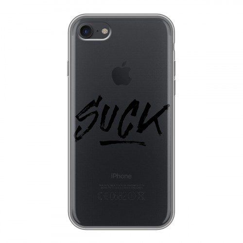 Полупрозрачный дизайнерский силиконовый с усиленными углами чехол для Iphone 7 Прозрачные надписи 1