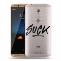 Полупрозрачный дизайнерский пластиковый чехол для ZTE Axon 7 Прозрачные надписи 1