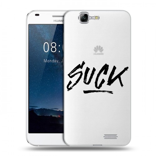 Полупрозрачный дизайнерский пластиковый чехол для Huawei Ascend G7 Прозрачные надписи 1