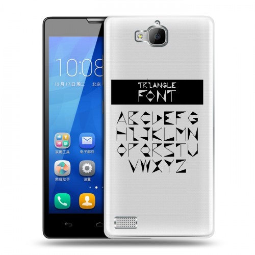 Полупрозрачный дизайнерский пластиковый чехол для Huawei Honor 3c Прозрачные надписи 1