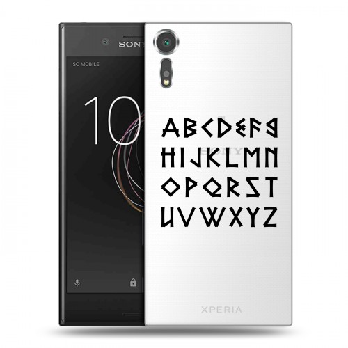 Полупрозрачный дизайнерский пластиковый чехол для Sony Xperia XZs Прозрачные надписи 1