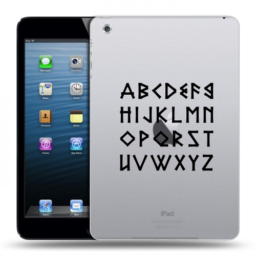 Полупрозрачный дизайнерский пластиковый чехол для Ipad Mini Прозрачные надписи 1