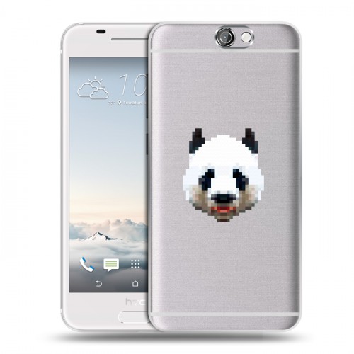 Полупрозрачный дизайнерский силиконовый чехол для HTC One A9 Прозрачные панды - смайлики