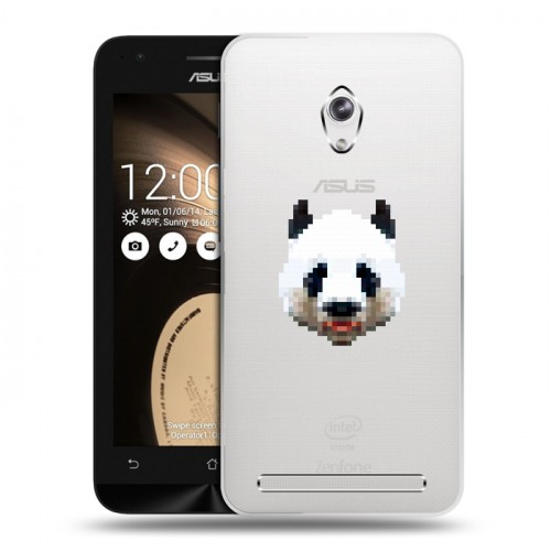 Полупрозрачный дизайнерский пластиковый чехол для ASUS Zenfone C Прозрачные панды - смайлики