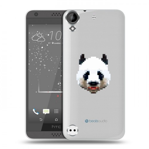 Полупрозрачный дизайнерский пластиковый чехол для HTC Desire 530 Прозрачные панды - смайлики