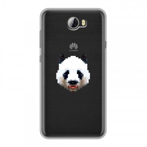 Полупрозрачный дизайнерский пластиковый чехол для Huawei Y5 II Прозрачные панды - смайлики