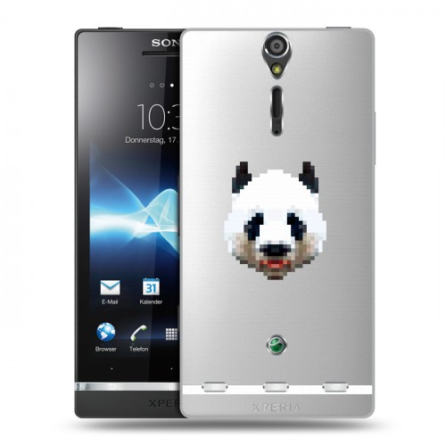 Полупрозрачный дизайнерский пластиковый чехол для Sony Xperia S Прозрачные панды - смайлики