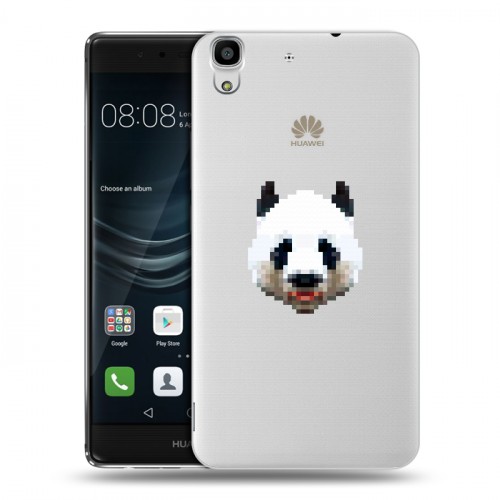 Полупрозрачный дизайнерский пластиковый чехол для Huawei Y6II Прозрачные панды - смайлики