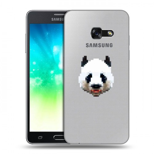 Полупрозрачный дизайнерский силиконовый с усиленными углами чехол для Samsung Galaxy A3 (2017) Прозрачные панды - смайлики