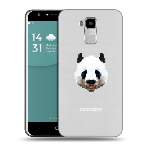 Полупрозрачный дизайнерский пластиковый чехол для Doogee Y6 Прозрачные панды - смайлики