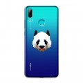 Полупрозрачный дизайнерский пластиковый чехол для Huawei P Smart (2019) Прозрачные панды - смайлики