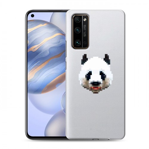 Полупрозрачный дизайнерский пластиковый чехол для Huawei Honor 30 Прозрачные панды - смайлики