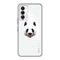 Полупрозрачный дизайнерский силиконовый чехол для Tecno Camon 18 Прозрачные панды - смайлики