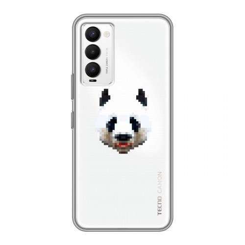 Полупрозрачный дизайнерский силиконовый чехол для Tecno Camon 18 Прозрачные панды - смайлики
