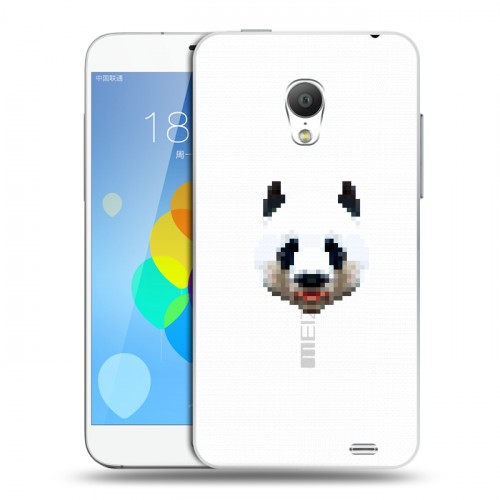 Полупрозрачный дизайнерский пластиковый чехол для  Meizu MX3 Прозрачные панды - смайлики