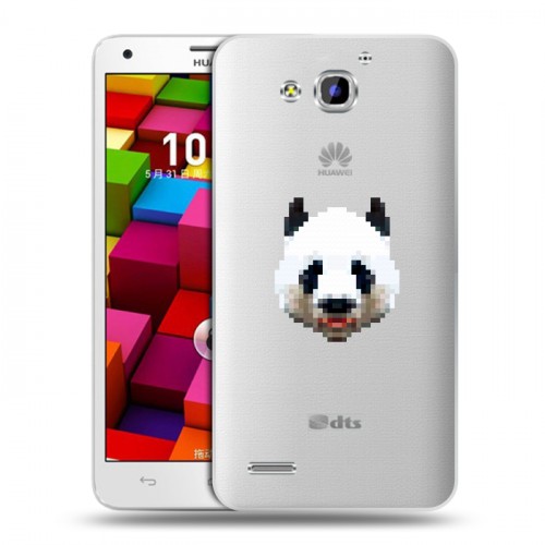 Полупрозрачный дизайнерский пластиковый чехол для Huawei Honor 3x Прозрачные панды - смайлики