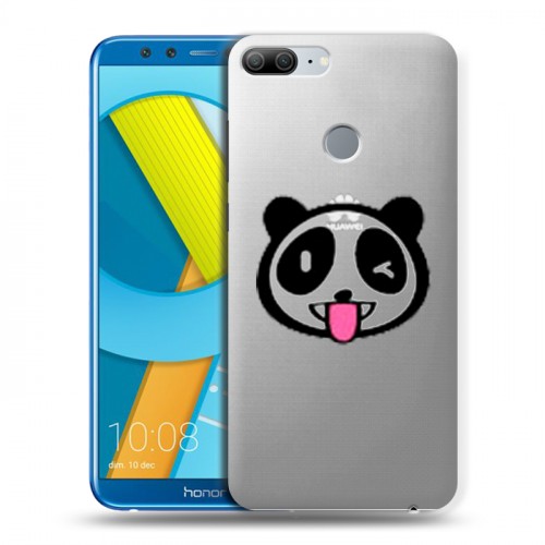 Полупрозрачный дизайнерский пластиковый чехол для Huawei Honor 9 Lite Прозрачные панды - смайлики
