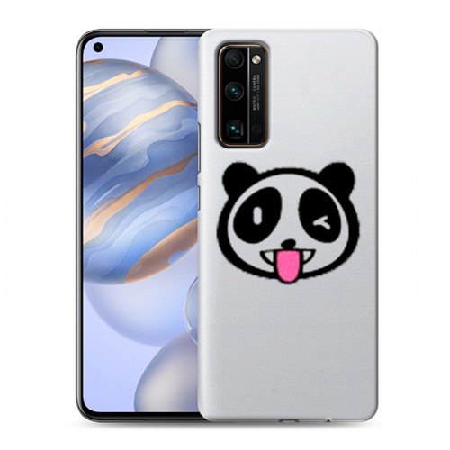Полупрозрачный дизайнерский силиконовый с усиленными углами чехол для Huawei Honor 30 Прозрачные панды - смайлики