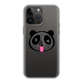 Полупрозрачный дизайнерский пластиковый чехол для Iphone 14 Pro Max Прозрачные панды - смайлики