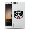 Полупрозрачный дизайнерский силиконовый чехол для Huawei Honor 6 Plus Прозрачные панды - смайлики