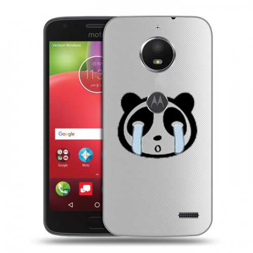 Полупрозрачный дизайнерский пластиковый чехол для Motorola Moto E4 Прозрачные панды - смайлики