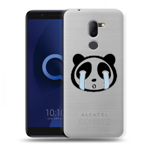 Полупрозрачный дизайнерский пластиковый чехол для Alcatel 3X Прозрачные панды - смайлики