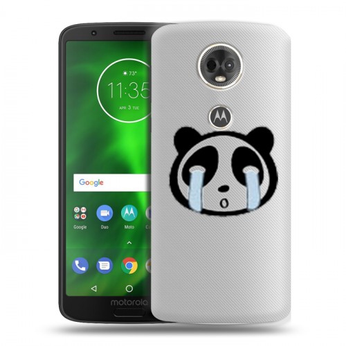 Полупрозрачный дизайнерский пластиковый чехол для Motorola Moto E5 Plus Прозрачные панды - смайлики