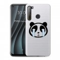 Полупрозрачный дизайнерский пластиковый чехол для HTC Desire 20 Pro Прозрачные панды - смайлики