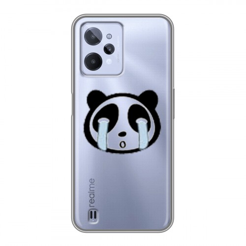 Полупрозрачный дизайнерский силиконовый чехол для Realme C31 Прозрачные панды - смайлики