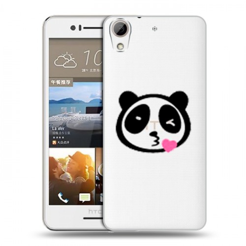 Полупрозрачный дизайнерский пластиковый чехол для HTC Desire 728 Прозрачные панды - смайлики