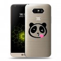 Полупрозрачный дизайнерский пластиковый чехол для LG G5 Прозрачные панды - смайлики