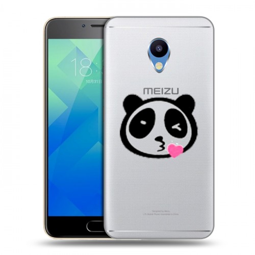 Полупрозрачный дизайнерский силиконовый чехол для Meizu M5 Прозрачные панды - смайлики