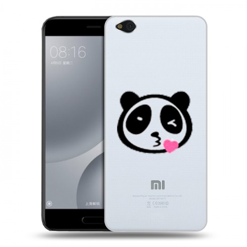 Полупрозрачный дизайнерский пластиковый чехол для Xiaomi Mi5C Прозрачные панды - смайлики