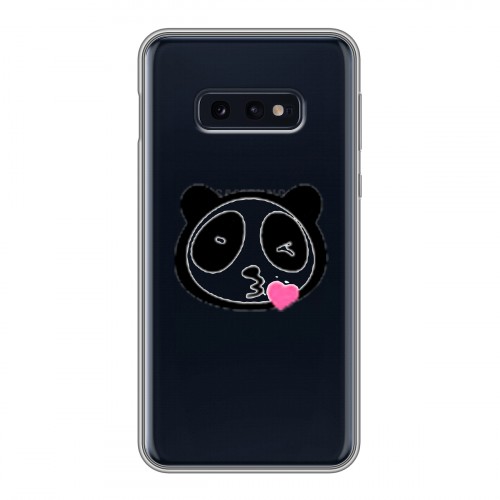 Полупрозрачный дизайнерский силиконовый чехол для Samsung Galaxy S10e Прозрачные панды - смайлики