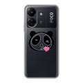 Полупрозрачный дизайнерский пластиковый чехол для Xiaomi Poco C65 Прозрачные панды - смайлики