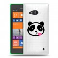 Полупрозрачный дизайнерский пластиковый чехол для Nokia Lumia 730/735 Прозрачные панды - смайлики