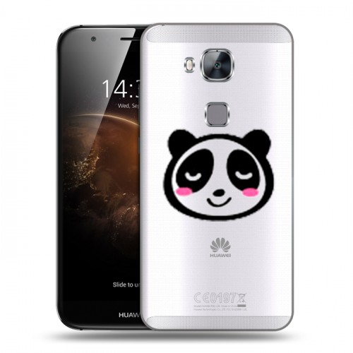 Полупрозрачный дизайнерский силиконовый чехол для Huawei G8 Прозрачные панды - смайлики