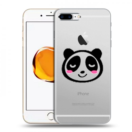 Полупрозрачный дизайнерский силиконовый чехол для Iphone 7 Plus / 8 Plus Прозрачные панды - смайлики