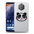 Полупрозрачный дизайнерский силиконовый чехол для Nokia 9 PureView Прозрачные панды - смайлики