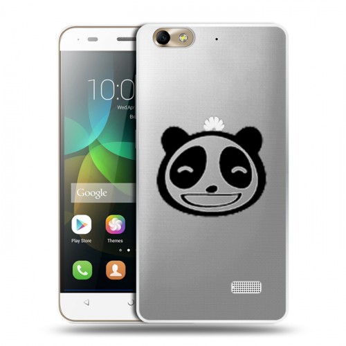 Полупрозрачный дизайнерский пластиковый чехол для Huawei Honor 4C Прозрачные панды - смайлики