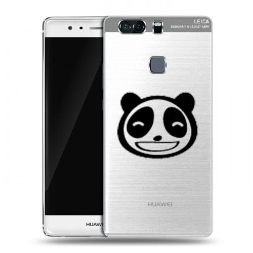 Полупрозрачный дизайнерский пластиковый чехол для Huawei P9 Plus Прозрачные панды - смайлики