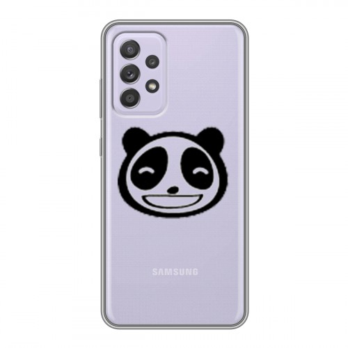 Полупрозрачный дизайнерский пластиковый чехол для Samsung Galaxy A52 Прозрачные панды - смайлики