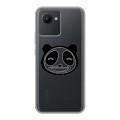 Полупрозрачный дизайнерский силиконовый с усиленными углами чехол для Realme C30 Прозрачные панды - смайлики