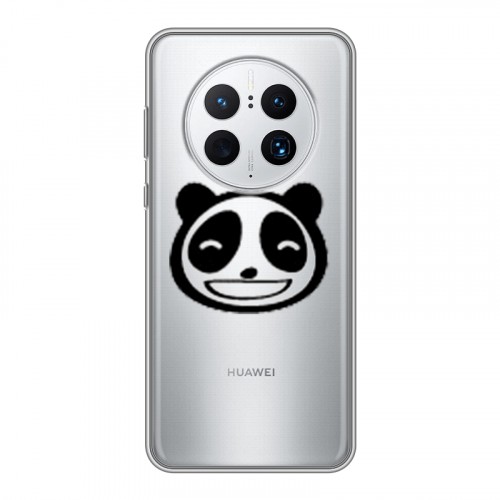 Полупрозрачный дизайнерский силиконовый с усиленными углами чехол для Huawei Mate 50 Pro Прозрачные панды - смайлики