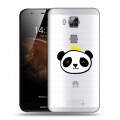 Полупрозрачный дизайнерский пластиковый чехол для Huawei G8 Прозрачные панды - смайлики