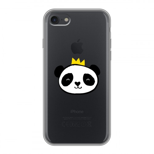 Полупрозрачный дизайнерский силиконовый чехол для Iphone 7 Прозрачные панды - смайлики
