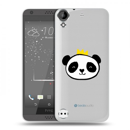 Полупрозрачный дизайнерский пластиковый чехол для HTC Desire 530 Прозрачные панды - смайлики
