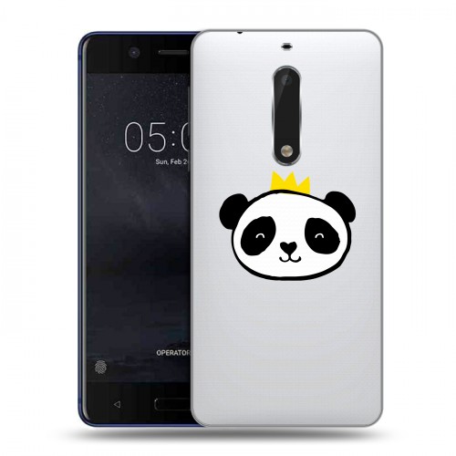 Полупрозрачный дизайнерский пластиковый чехол для Nokia 5 Прозрачные панды - смайлики