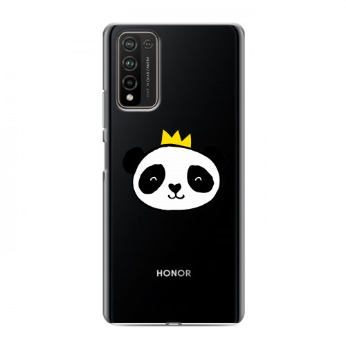 Полупрозрачный дизайнерский пластиковый чехол для Huawei Honor 10X Lite Прозрачные панды - смайлики